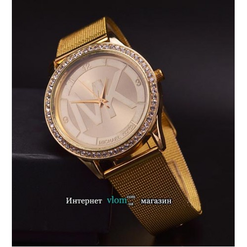 Женские золотые часы Michael Kors стразы