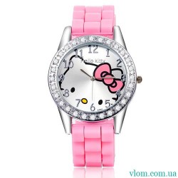 Для ребенка кварцевые часы Hello Kitty с бантиком для девочки