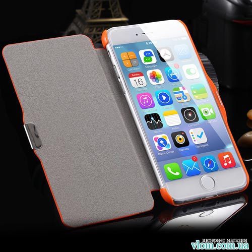 Чехол оранжевый flip на Iphone 6 plus