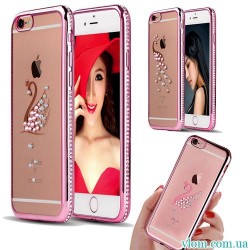 Чехол лебедь со стразами Для Айфон 6/6s/7