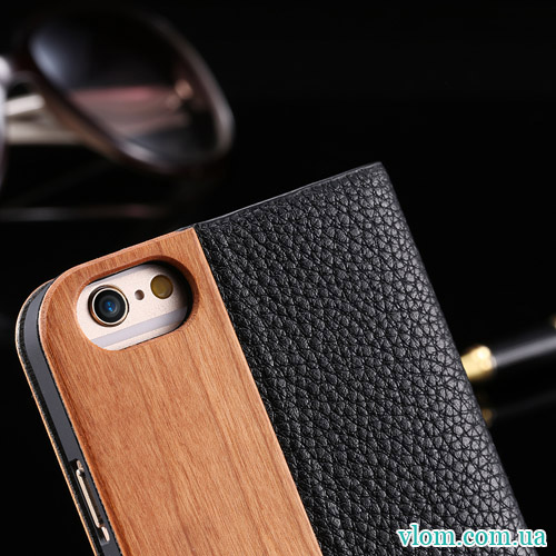 Чехол Деревянный Книжка Кожа на Iphone 6/6s;