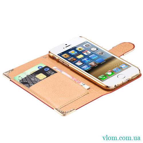 Чехол книжка стразы голубой на Iphone 6/6s