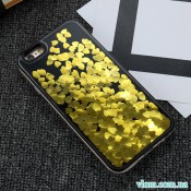 Чехол золотые Сердца жидкость на Iphone 6/6s plus