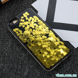 Чехол золотые Сердца жидкость на Iphone 6/6s plus