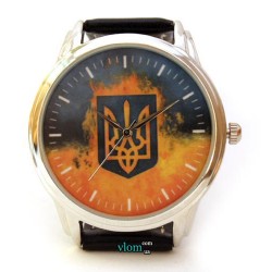 Патриотические часы Украина с трезубцем и флагом
